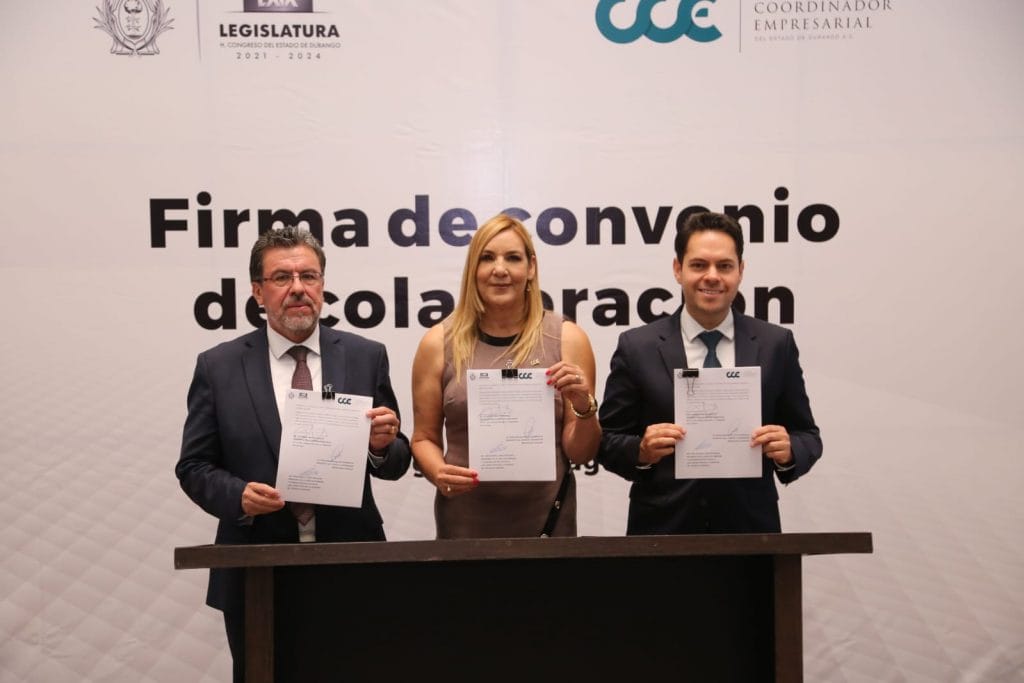 Firma convenio Congreso y CCE por el desarrollo de Durango