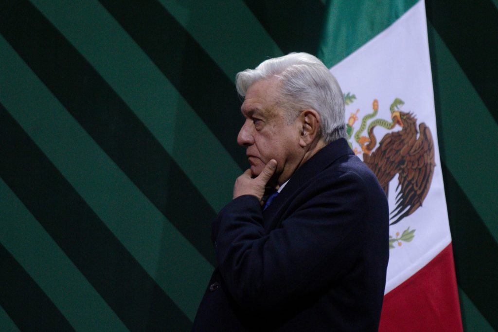 Andrés Manuel López Obrador, durante conferencia de prensa matutina en materia de seguridad realizada en el Antiguo Palacio del Ayuntamiento.