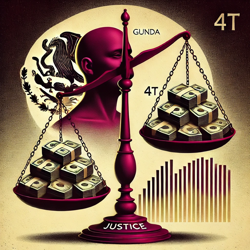 DALL·E 2025-03-28 08.02.45 - A symbolic representation of injustice with an unbalanced scale of justice. One side is heavily weighed down by stacks of money, while the other side