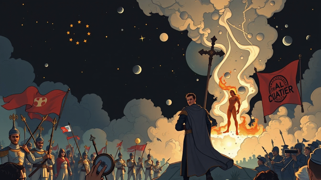 El mártir espera la muerte; el fanático corre a buscarla caricatura