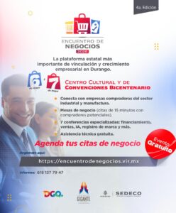 Gobierno del Estado invita a empresas y emprendedores al Encuentro de Negocios para conseguir más clientes y hacer crecer sus negocios en Durango (1)