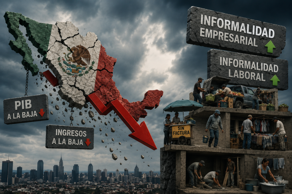 PIB e ingresos a la baja; informalidad empresarial y laboral, al alza