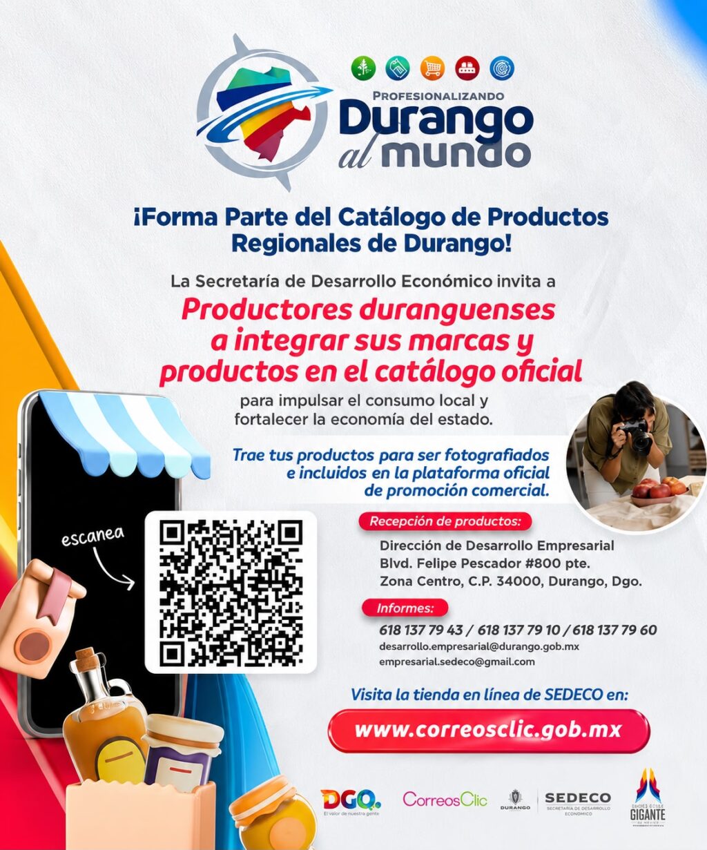 Productos duranguenses llegan a más clientes dentro y fuera del país mediante el catálogo digital que promueve el Gobierno del Estado