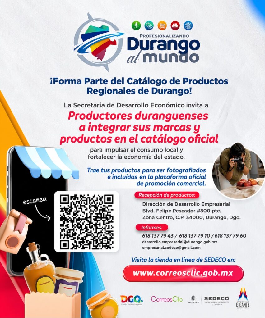 Productos duranguenses llegan a más clientes dentro y fuera del país mediante el catálogo digital que promueve el Gobierno del Estado