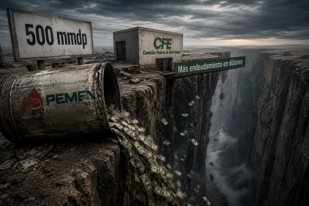 Abismo financiero Pemex devoró 500 mmdp y CFE amplió su rango de endeudamiento en dólares