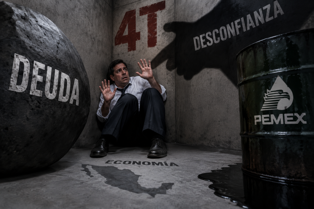 En economía, la 4T nos arrincona con deuda, desconfianza y… Pemex