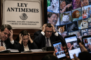 Ley Antimemes Lo único que concluyo es que les ha de doler bastante la enorme cantidad de memes que circulan en la redes y que sienten que su legitimidad está siendo vulnerada