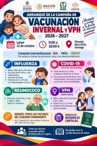 Hoy lunes inicia la campaña de vacunación invernal y contra el VPH en Durango
