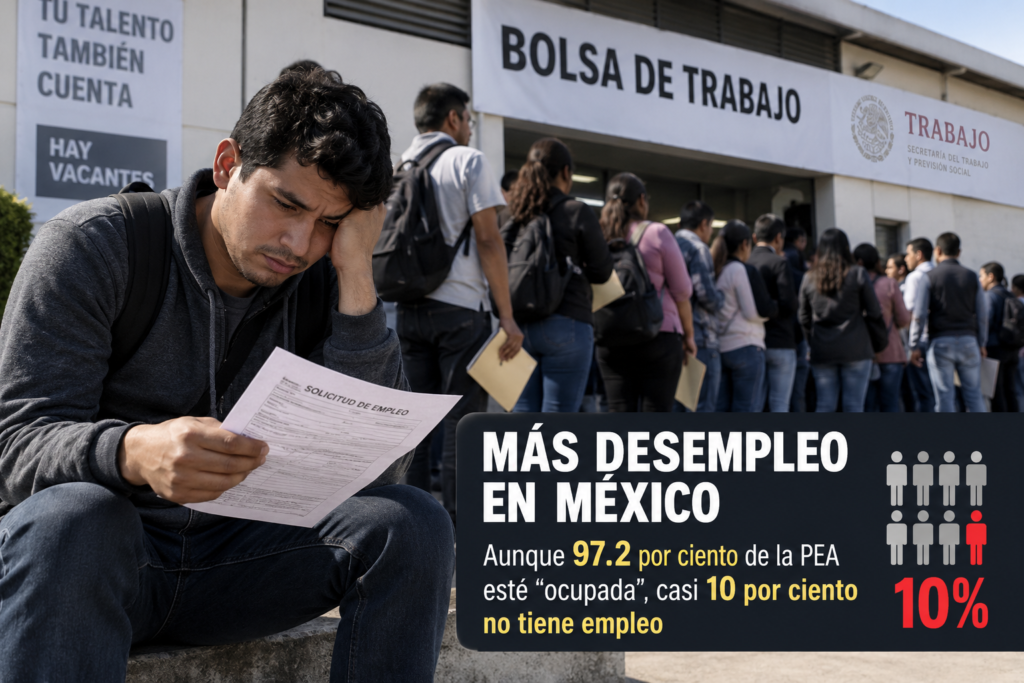 Más desempleo Aunque 97.2 por ciento de la PEA esté “ocupada”, casi 10 por ciento no tiene empleo
